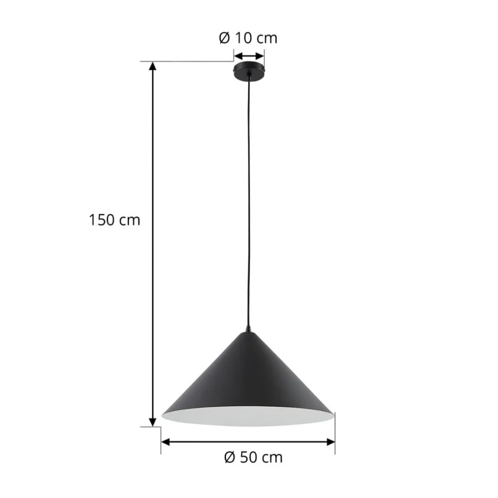 Lindby hængelampe Clarine, sort/hvid, Ø 50 cm, metal