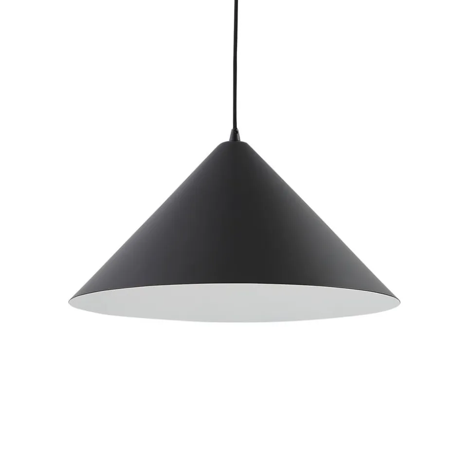 Lindby hængelampe Clarine, sort/hvid, Ø 50 cm, metal