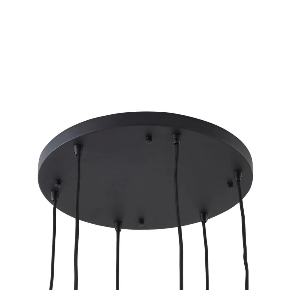 Lindby hængelampe Doroteo, 6 lyskilder, grøn/amber/grå, glas
