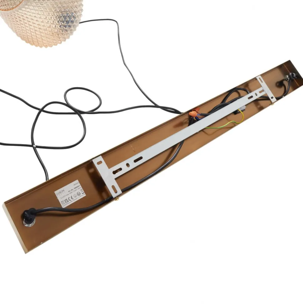 Lindby hængelampe Drakar, Ø 22 cm, 3 lyskilder, rav, glas