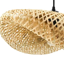 Lindby hængelampe Eleane, bambus, natur, længde 50 cm, E27