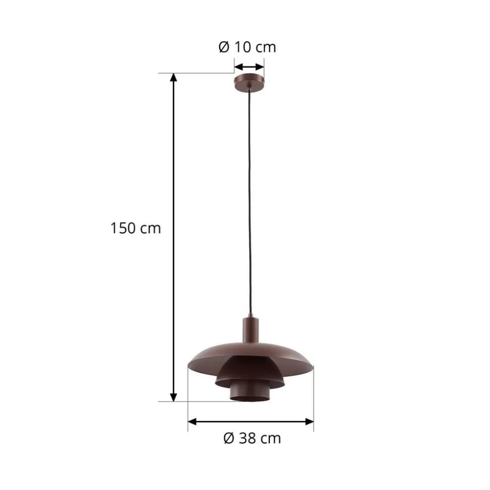 Lindby hængelampe Elorri, brun, metal, Ø 38 cm