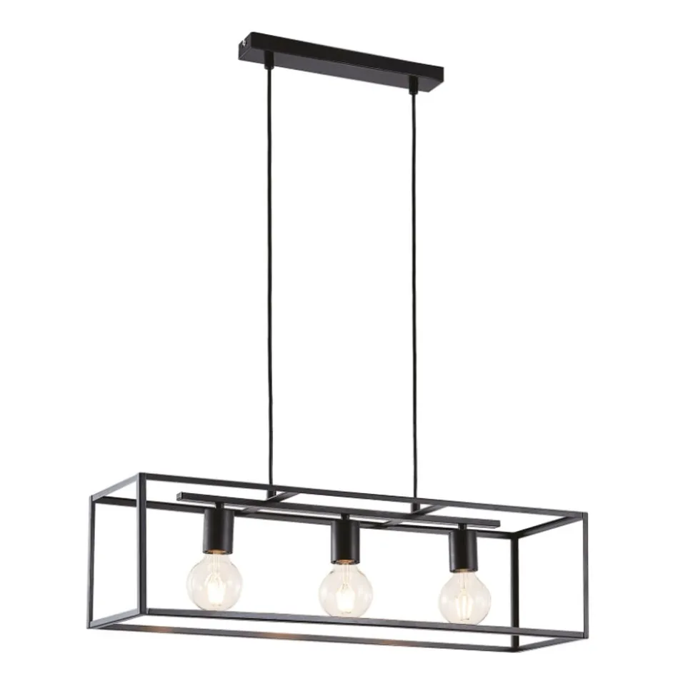 Lindby hængelampe Emily, 72 cm, sort, 3 lyskilder, metal
