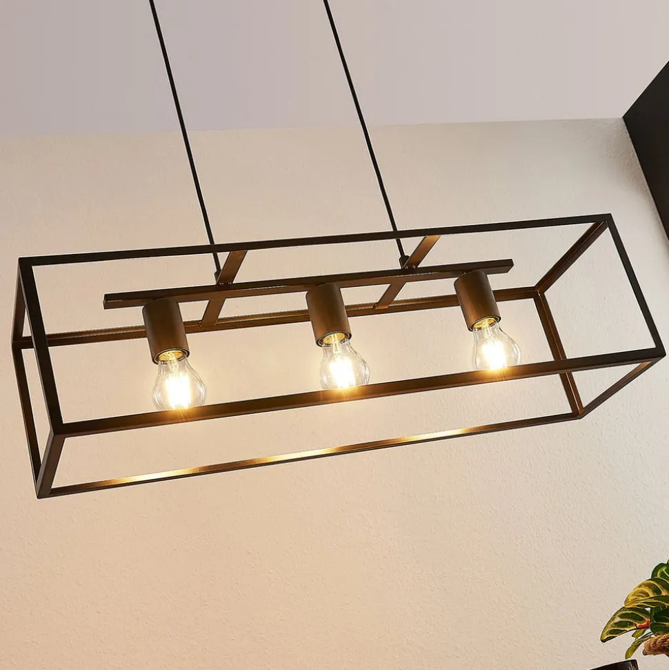 Lindby hængelampe Emily, 72 cm, sort, 3 lyskilder, metal