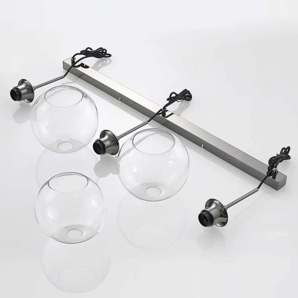 Lindby hængelampe Firano, 110 cm, 3 lyskilder, antracit, glas