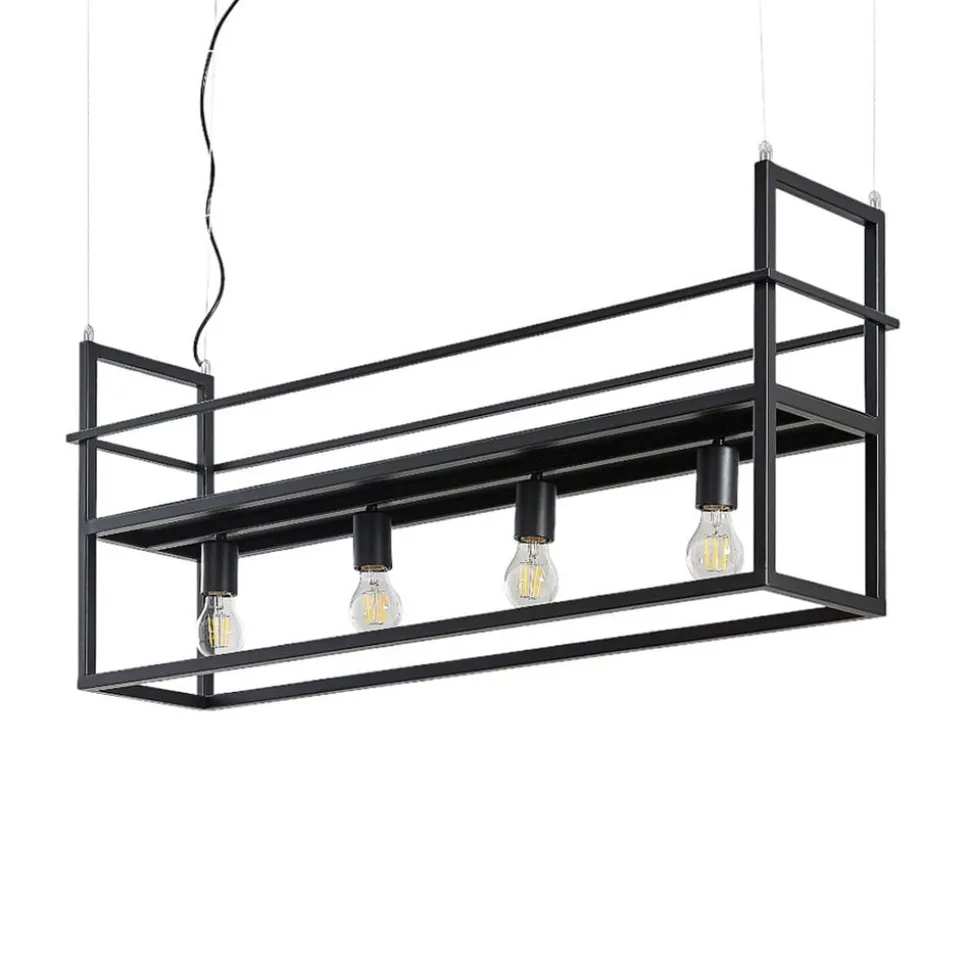 Lindby hængelampe Grisela, hylde, sort, metal, 120 cm