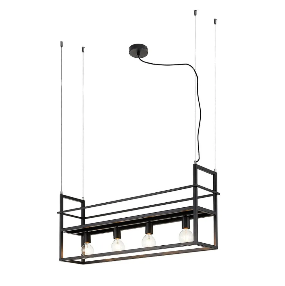 Lindby hængelampe Grisela, hylde, sort, metal, 120 cm