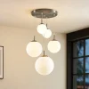 Lindby hængelampe Heleska, hvid, glas, 5 lyskilder, Ø 50 cm