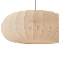 Lindby Hængelampe Helin, beige, Ø 70 cm, tekstil, 3 x E27