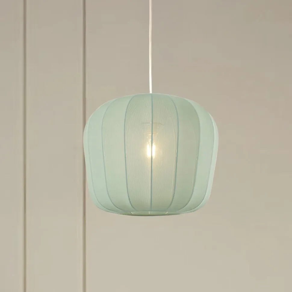 Lindby hængelampe Helin, blå, Ø 35 cm, stof