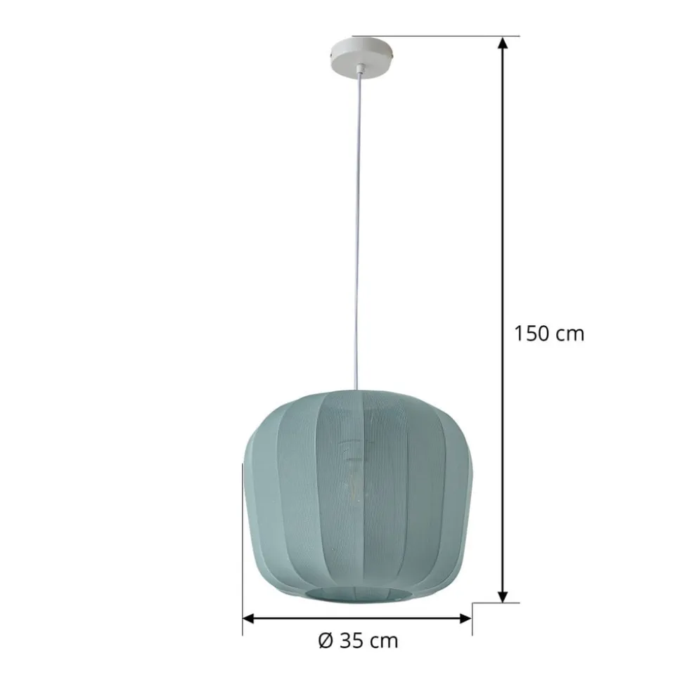 Lindby hængelampe Helin, blå, Ø 35 cm, stof