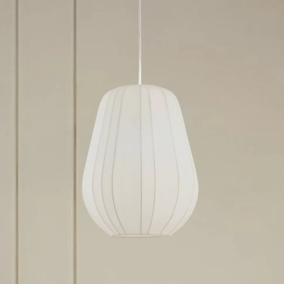 Lindby hængelampe Helin, hvid, Ø 30 cm, stof