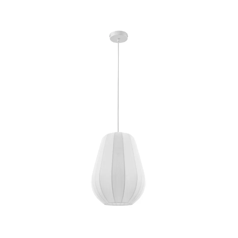 Lindby hængelampe Helin, hvid, Ø 30 cm, stof