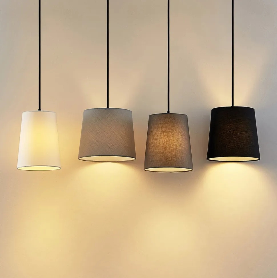 Lindby hængelampe Hinai, sort/grå/hvid, tekstil, 116 cm