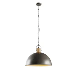 Lindby hængelampe Holgar, grøn, træ, metal, Ø 45 cm, E27