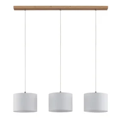 Lindby hængelampe Imarin, 3 lyskilder, hvid, tekstil, 100 cm