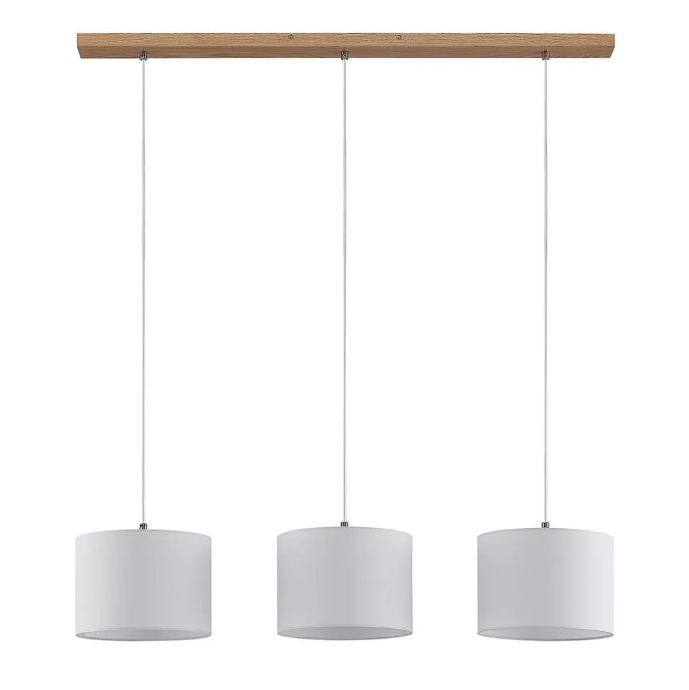 Lindby hængelampe Imarin, 3 lyskilder, hvid, tekstil, 100 cm