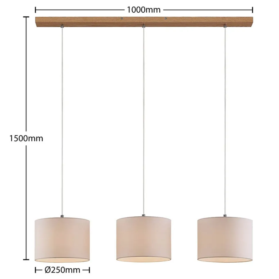 Lindby hængelampe Imarin, 3 lyskilder, hvid, tekstil, 100 cm