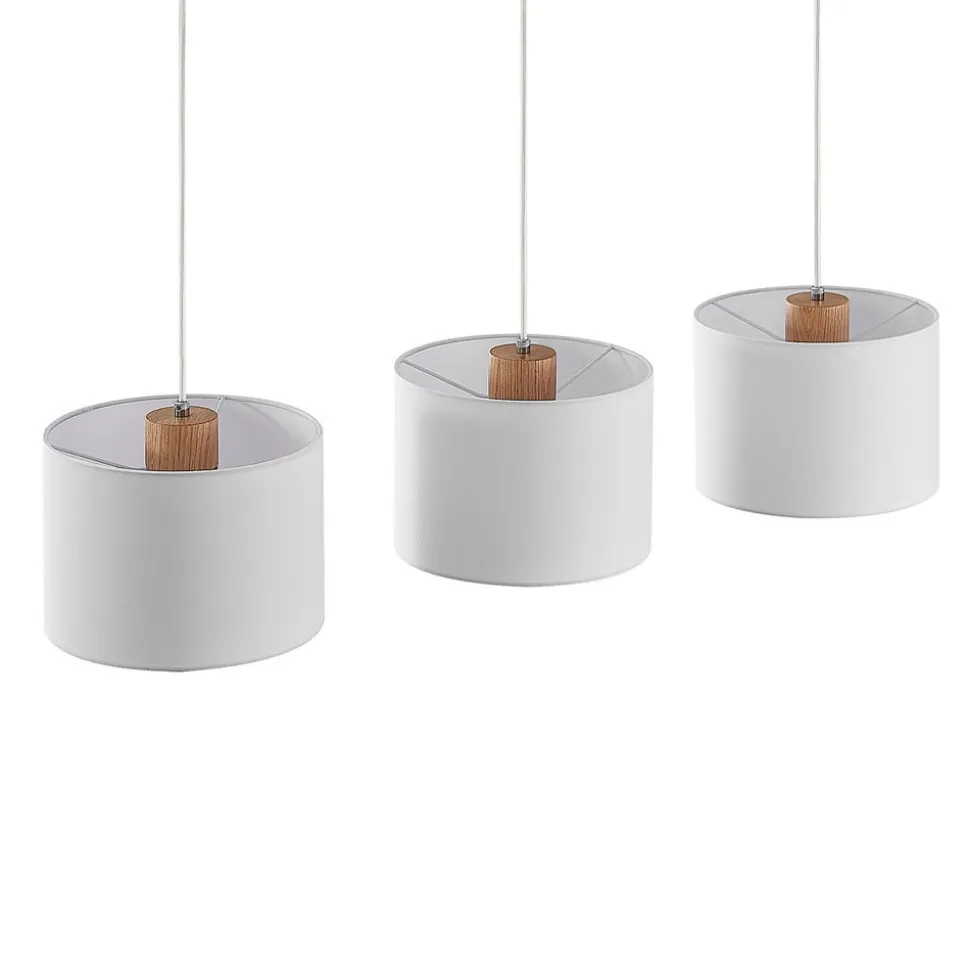 Lindby hængelampe Imarin, 3 lyskilder, hvid, tekstil, 100 cm