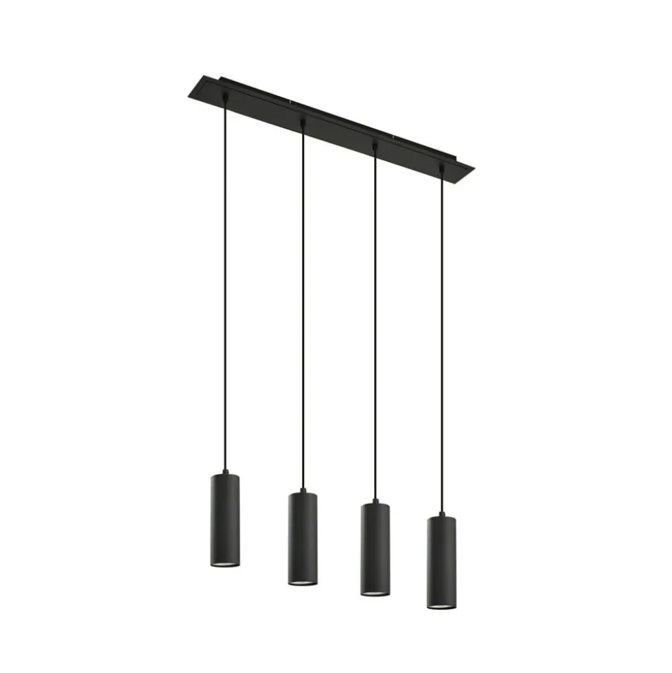 Lindby hængelampe Joffrey, 76 cm, sort, 4 lyskilder, GU10
