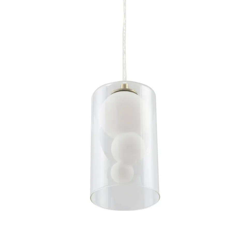 Lindby hængelampe Kupla, opal/klar, glas, 1 lyskilde, G9