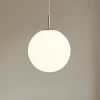 Lindby hængelampe Marike, Ø 35 cm, hvid, glas, kugle, E27
