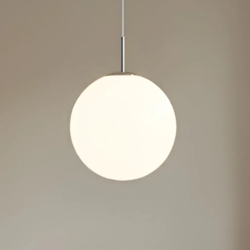 Lindby hængelampe Marike, Ø 35 cm, hvid, glas, kugle, E27