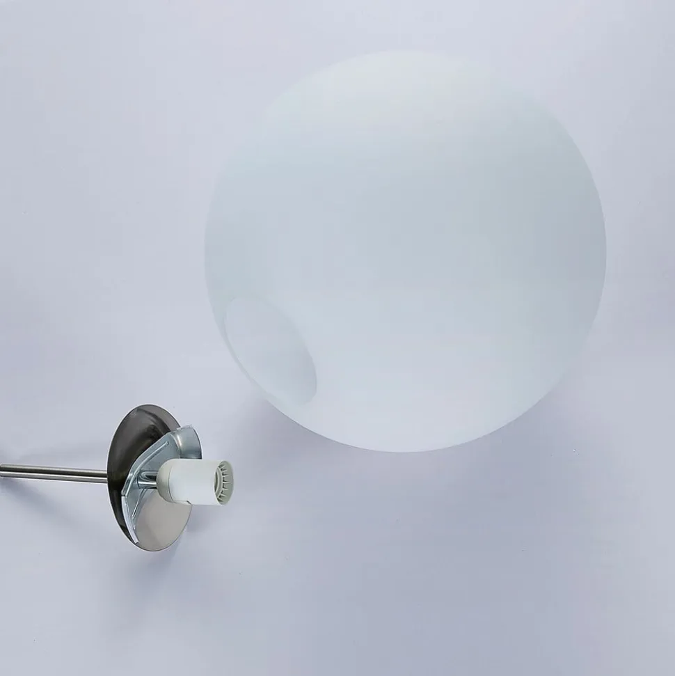 Lindby hængelampe Marike, Ø 35 cm, hvid, glas, kugle, E27