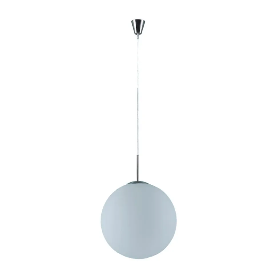 Lindby hængelampe Marike, Ø 40 cm, hvid, glas, kugle, E27