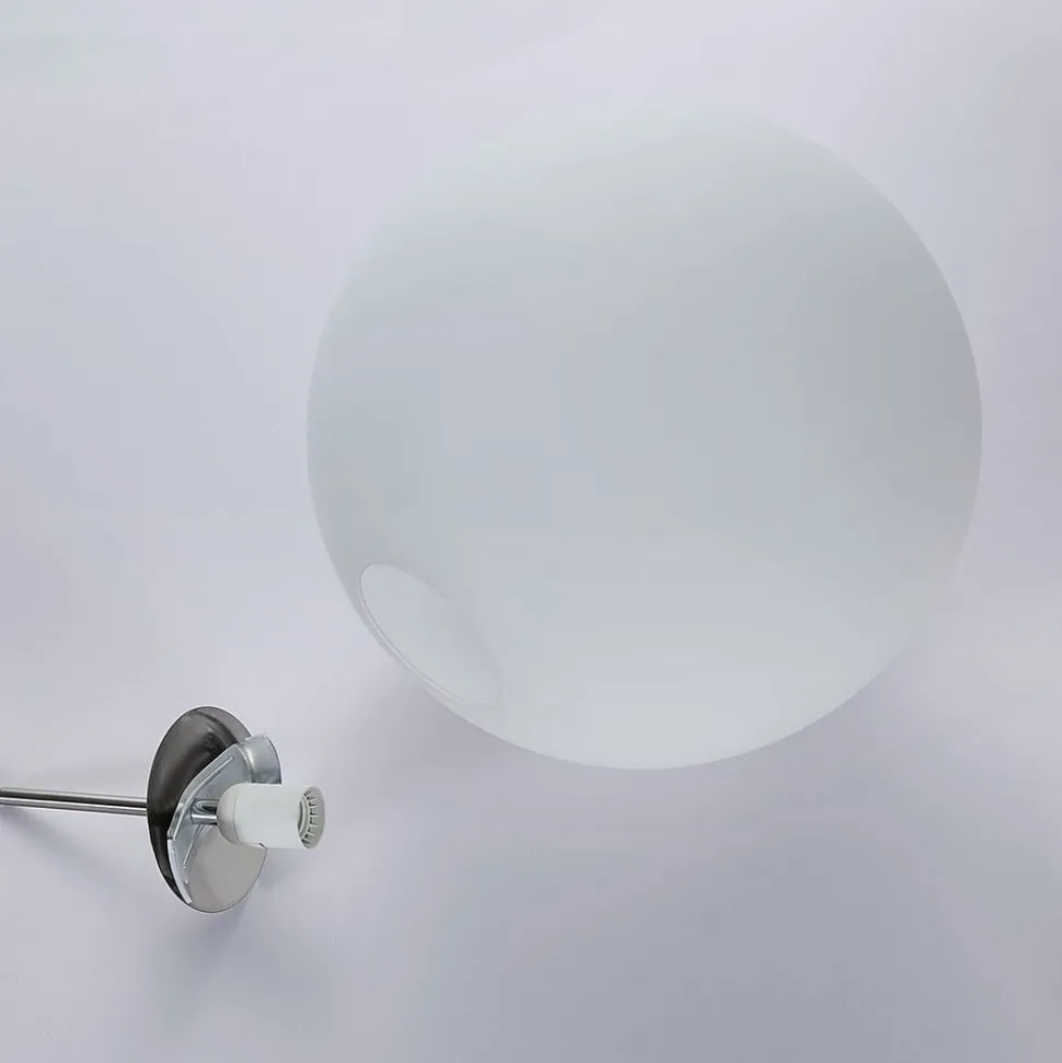 Lindby hængelampe Marike, Ø 40 cm, hvid, glas, kugle, E27