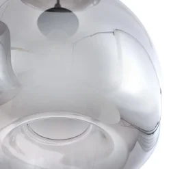 Lindby Hængelampe Marla, Rondell, Glas, røggrå, 50 cm