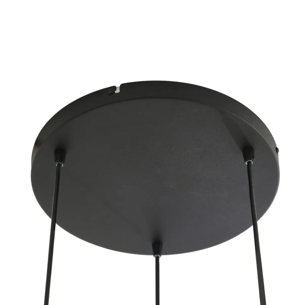 Lindby Hængelampe Marla, Rondell, Glas, røggrå, 50 cm