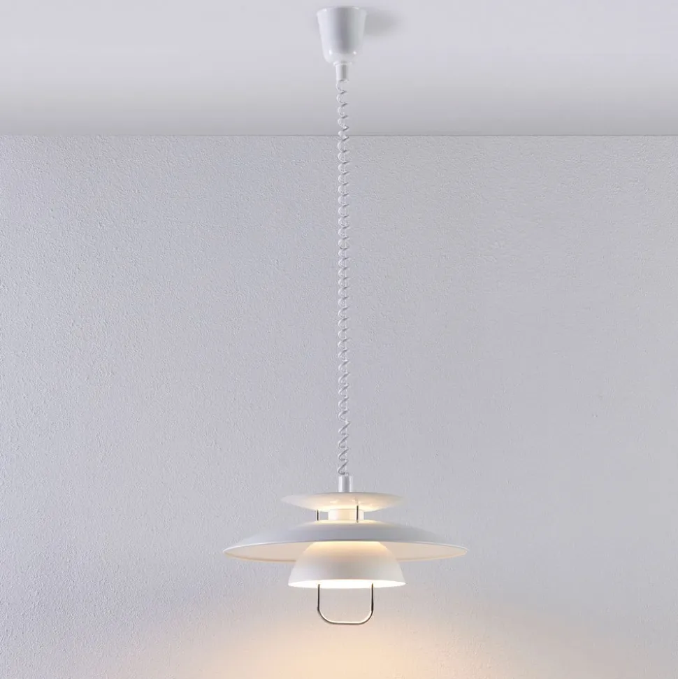 Lindby hængelampe Nadija, hvid, 43 cm, højdejusterbar, E27