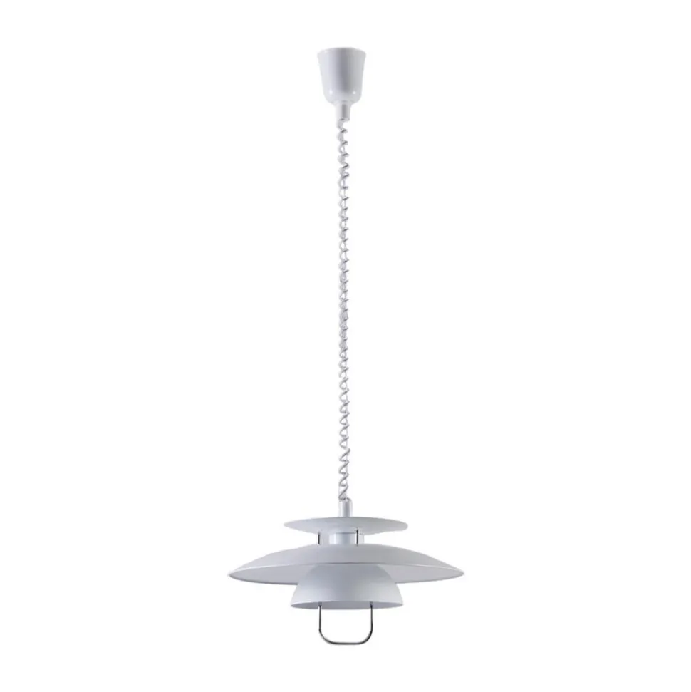 Lindby hængelampe Nadija, hvid, 43 cm, højdejusterbar, E27
