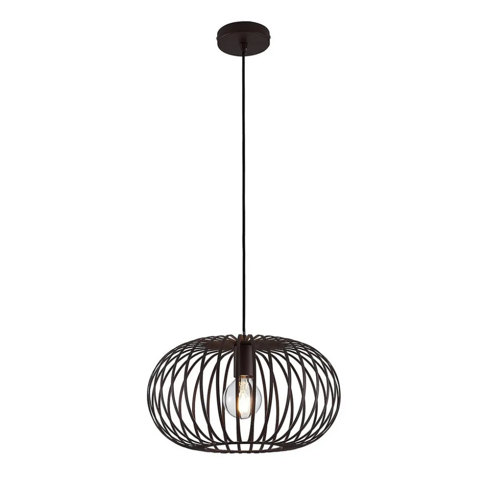 Lindby hængelampe Nahele, brun, metal, Ø 40 cm, E27
