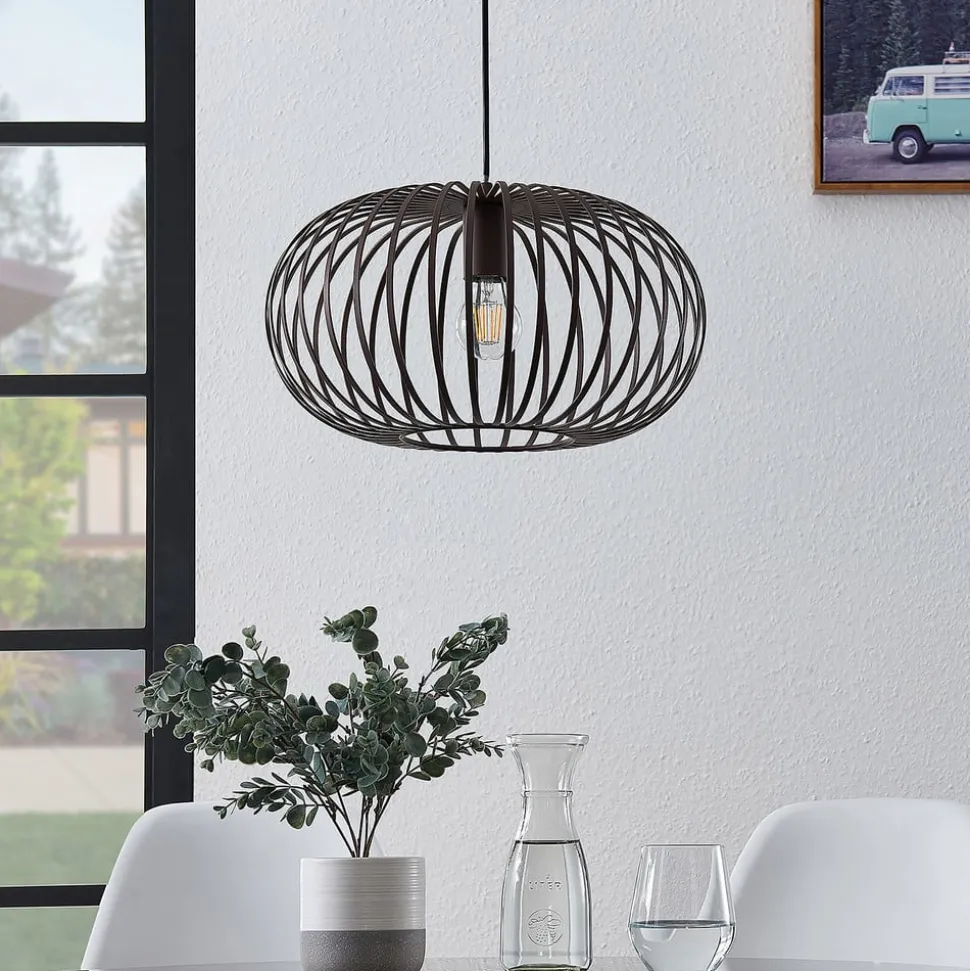 Lindby hængelampe Nahele, brun, metal, Ø 40 cm, E27