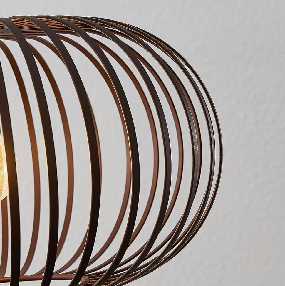 Lindby hængelampe Nahele, brun, metal, Ø 40 cm, E27