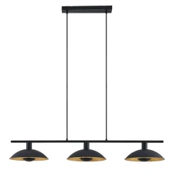 Lindby hængelampe Narisara, 118 cm, E14, 3 lyskilder, sort-guld