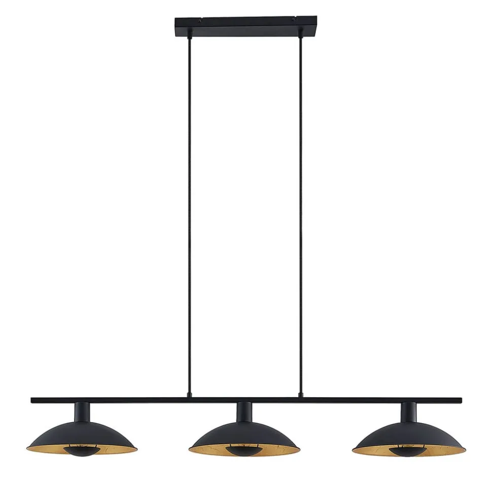 Lindby hængelampe Narisara, 118 cm, E14, 3 lyskilder, sort-guld