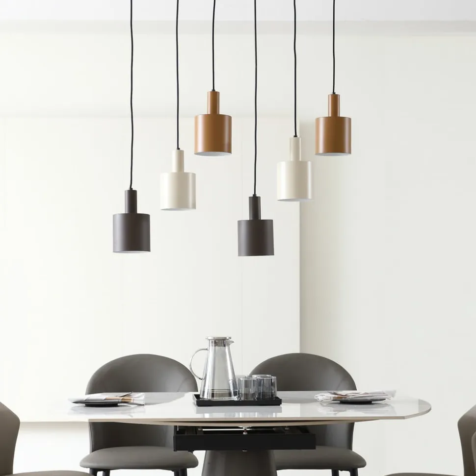 Lindby hængelampe Ovelia, brun/kaffe/beige, 6 lyskilder, E27