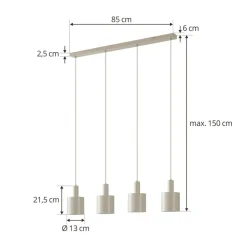 Lindby hængelampe Ovelia, beige, 4 lyskilder, metal, E27