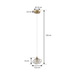 Lindby hængelampe Piatra, rav/messing, glas, Ø 16 cm, G9