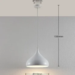 Lindby hængelampe Ritana, hvid, metal, Ø 31 cm, E27