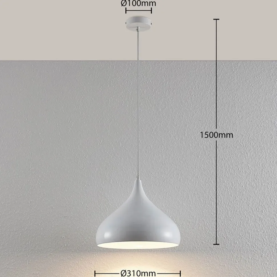Lindby hængelampe Ritana, hvid, metal, Ø 31 cm, E27
