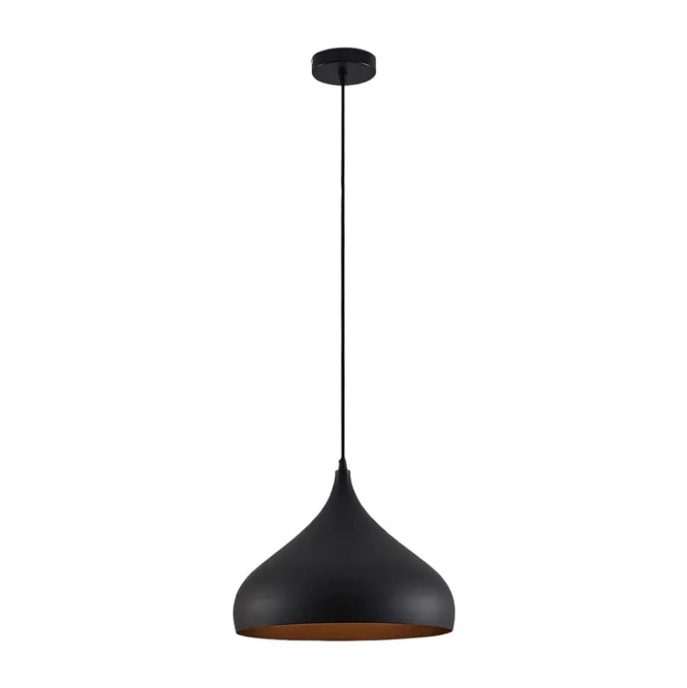 Lindby hængelampe Ritana, sort-guld, metal, Ø 31cm, E27