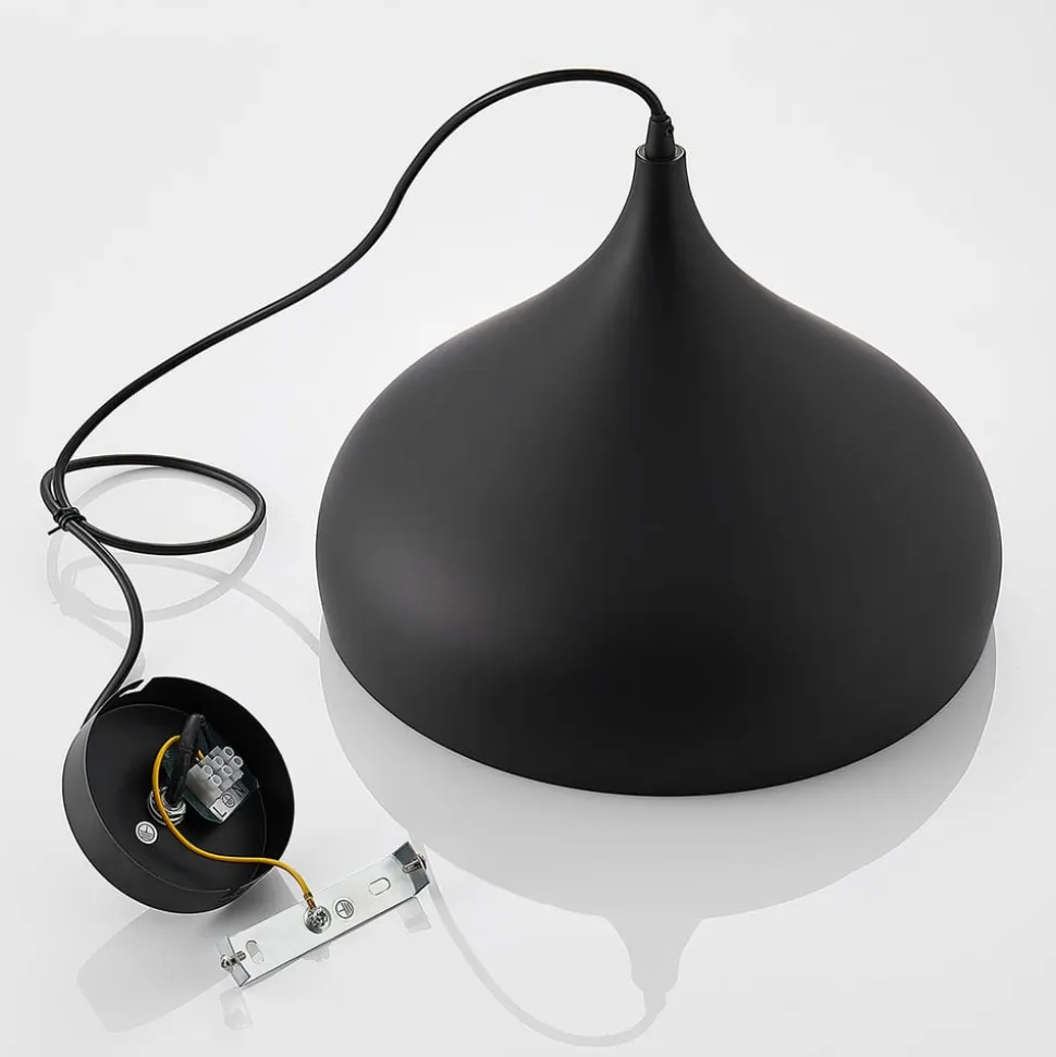 Lindby hængelampe Ritana, sort-guld, metal, Ø 31cm, E27