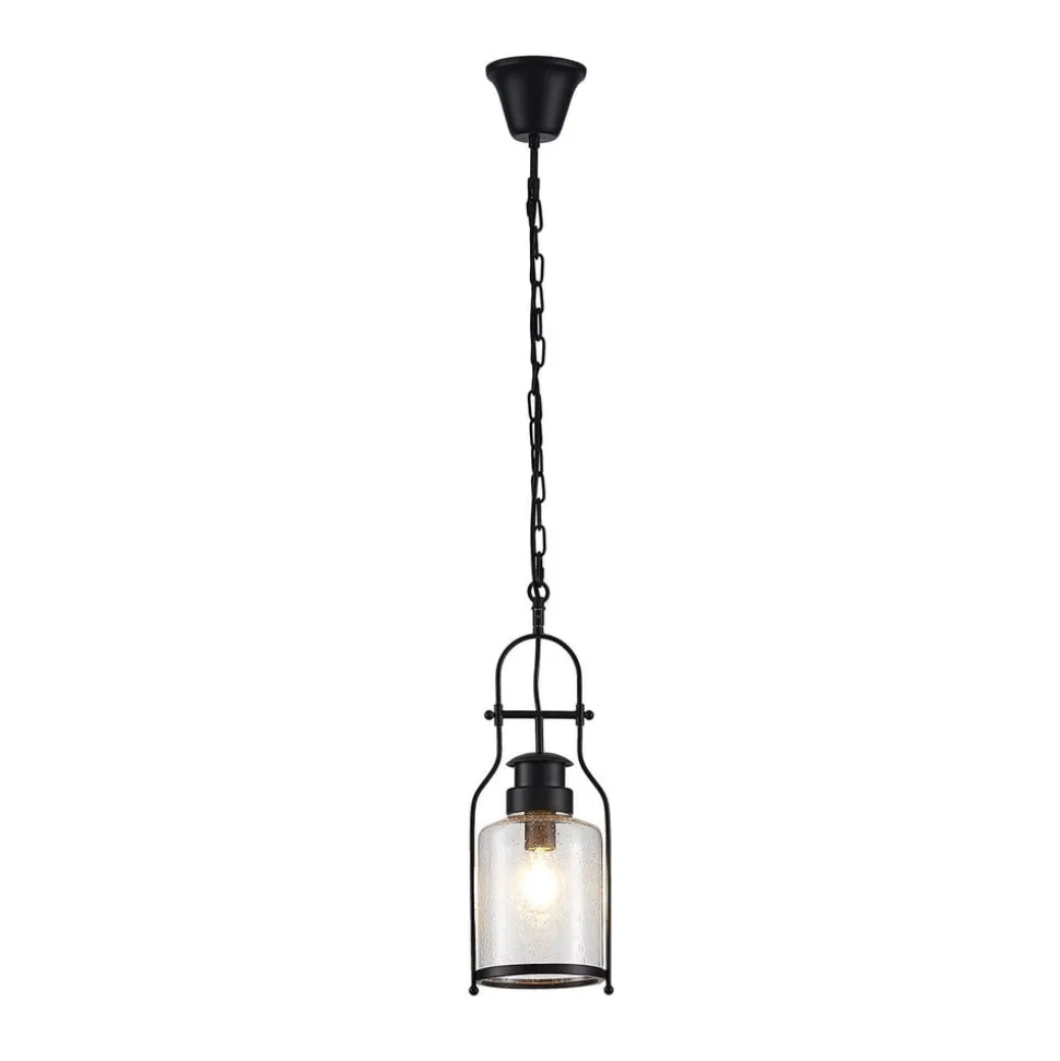 Lindby hængelampe Rozalie, sort, metal, lygte, 21cm