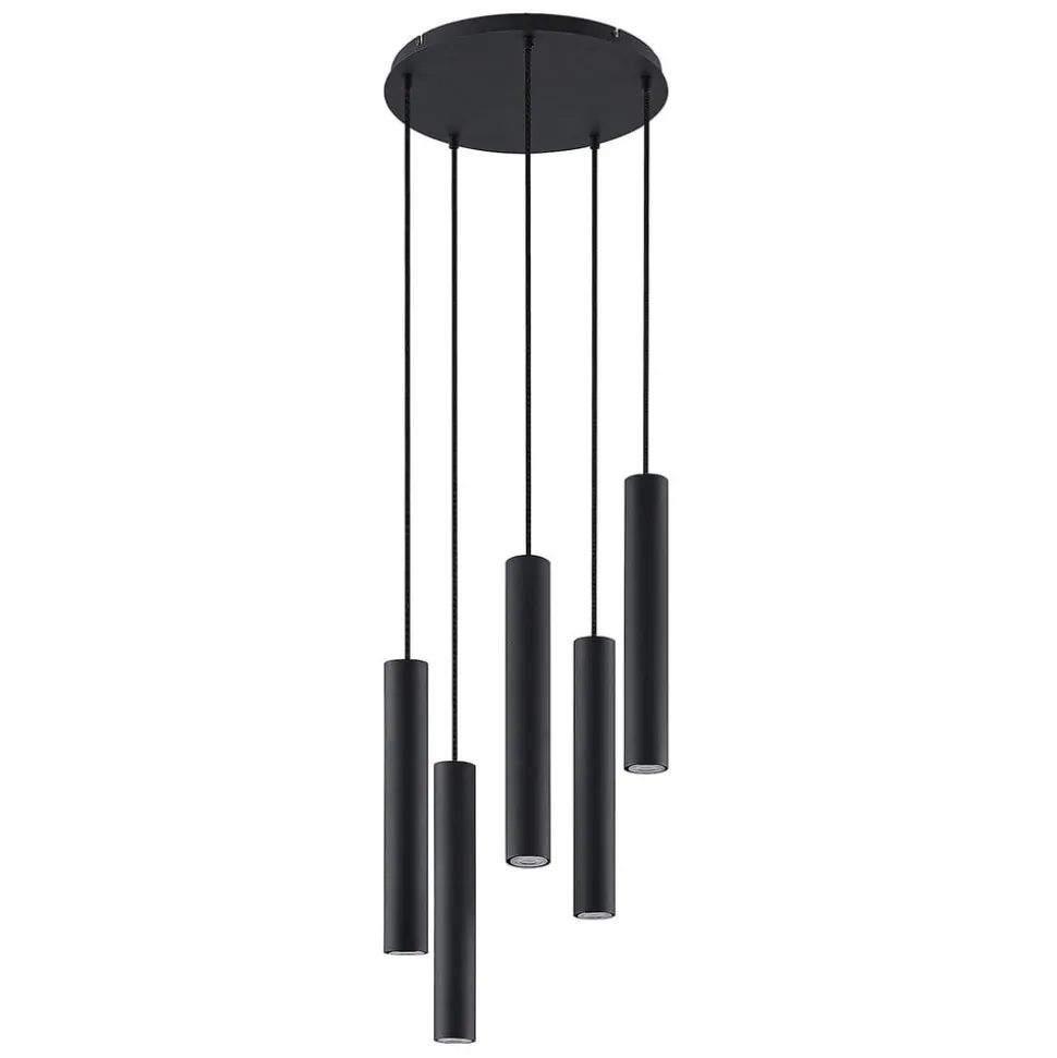 Lindby hængelampe Sanad, Ø 40 cm, 5 lyskilder, sort, GU10