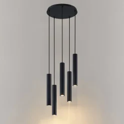 Lindby hængelampe Sanad, Ø 40 cm, 5 lyskilder, sort, GU10