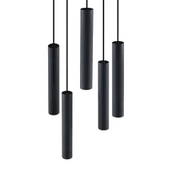 Lindby hængelampe Sanad, Ø 40 cm, 5 lyskilder, sort, GU10